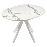Стол Rudolf круглый раскладной 90-120x90x75см, белый мрамор, белый