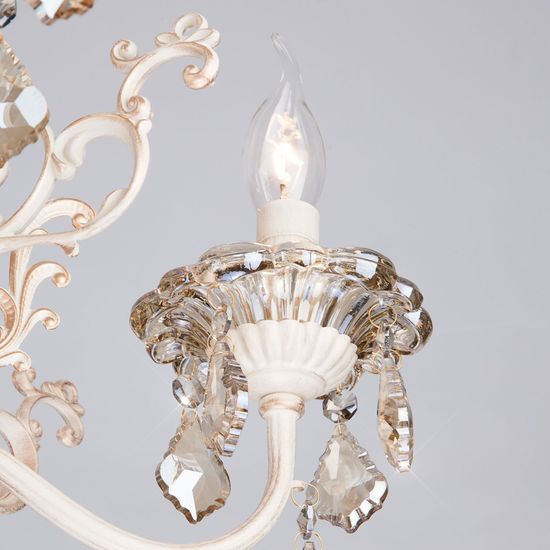 3281/5 / подвесной светильник /   белый с золотом/тонированный хрусталь Strotskis