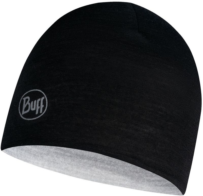 Тонкая шерстяная шапка детская Buff Hat Wool Iightweight Reversible Black/Grey Фото 1