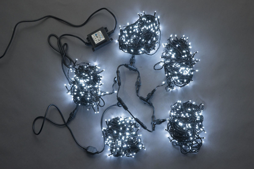 LED-PLS-200*5-20M*5-24V-W/BL (20) 5 нит., белый на черном проводе с 230V/24V/80W трансф