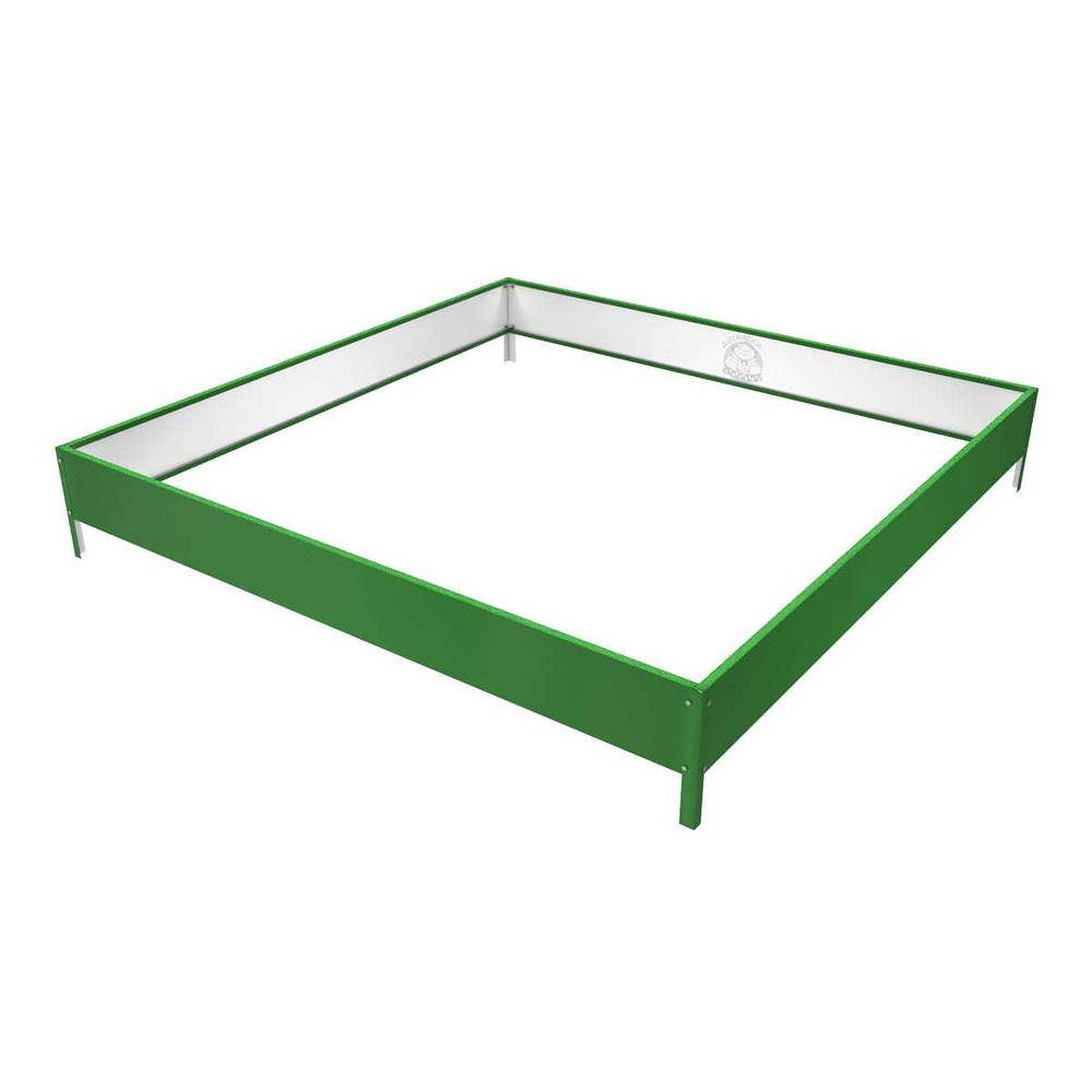 Клумба квадратная оцинкованная 1 ярус  RAL 6002 Зеленая листва