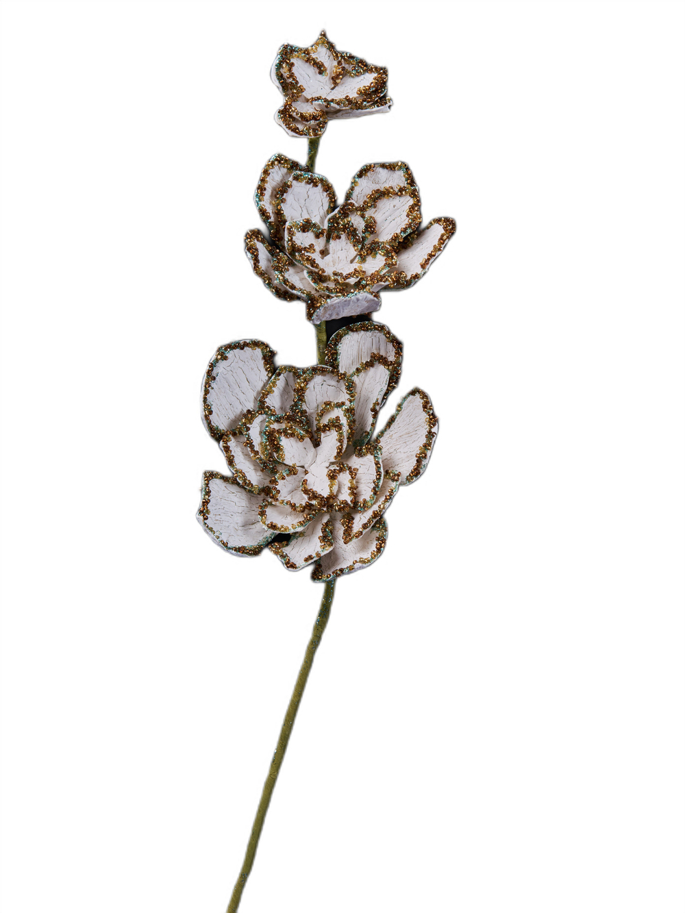 Цветок 18х61см ChristmasDeLuxe бирюзовый с серебром