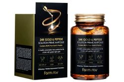 FARMSTAY Антивозрастная ампульная сыворотка с 23K золотом и пептидами 24K Gold & Peptide Solution Prime Ampoule 250 ml.
