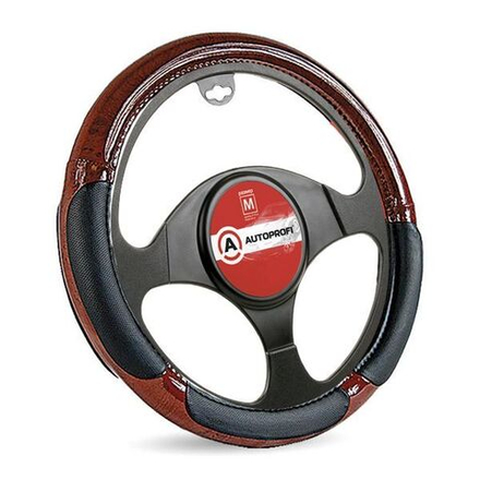 Оплетка руля Autoprofi SP-5022 BK/BK.WOOD (M) черный материал PU основа под мрамор