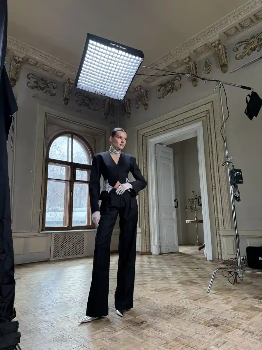 Жакет с кружевом, Черный