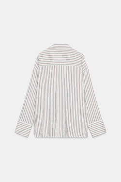 ZARA РУБАШКА СВОБОДНОГО КРОЯ В ПОЛОСКУ С ШАРФОМ, РАЗНОЦВЕТНЫЙ