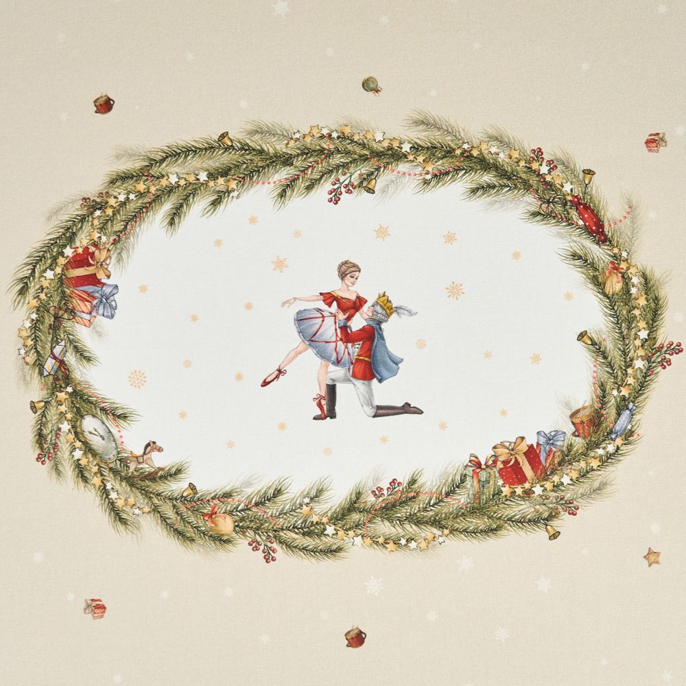 СКАТЕРТЬ ОВАЛЬНАЯ "ЩЕЛКУНЧИК" ,140Х180СМ ,БЕЖЕВЫЙ, 100% ХЛОПОК ,ТВИЛ