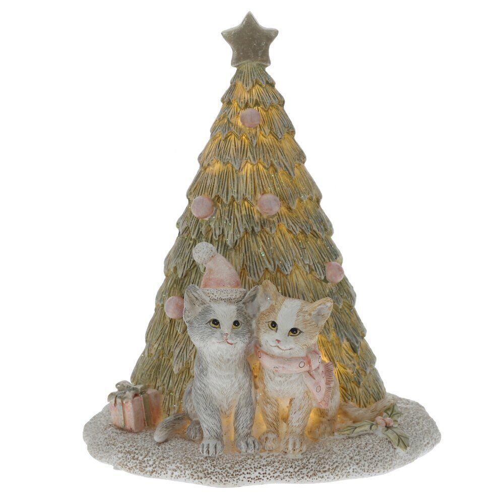 GAEM Фигурка декоративная с подсветкой "Кошечки и ёлка", L13,5 W11 H17 см