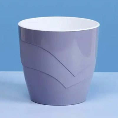 Кашпо для цветов пластиковое 2л d-15см «Грация» со вставкой серый шёлк