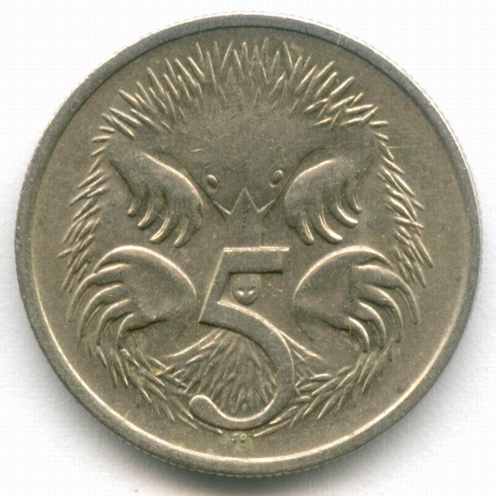 5 центов 1981 год. Австралия (Елизавета II). Ехидна. Медно-никель, диаметр 19.4 мм. XF