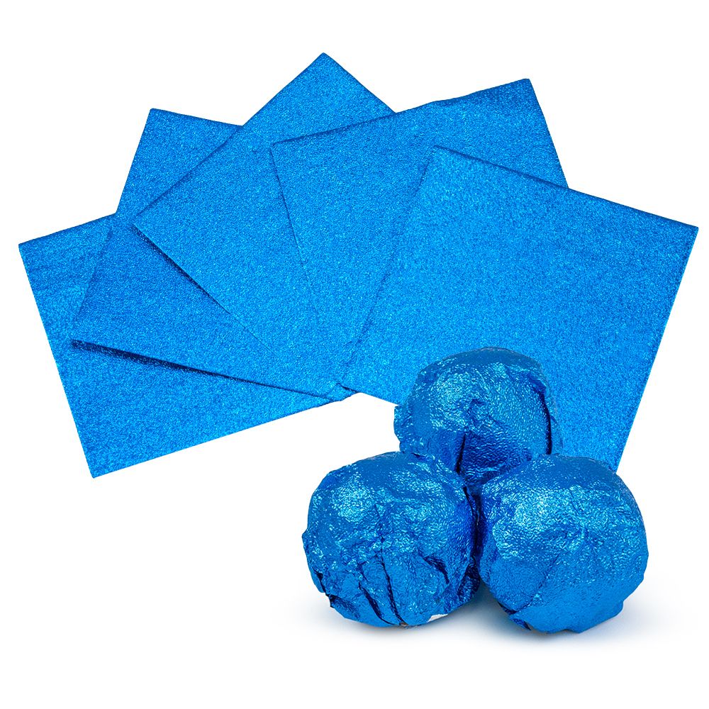 Фольга оберточная для конфет Синяя 10*10 см, 100 шт.