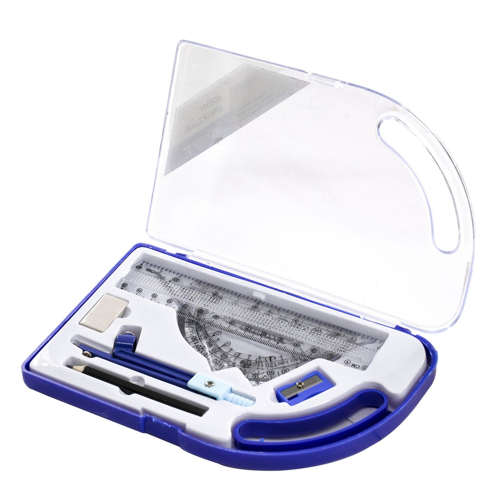 Готовальня Alingar, 8 предметов, пластиковый циркуль 105 мм, с карандашом, пластиковый футляр