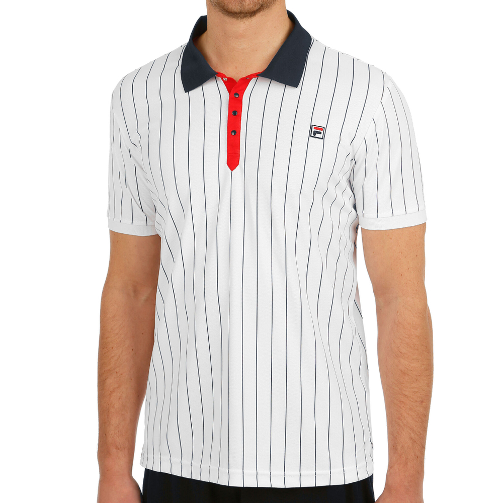 Мужское теннисное поло Fila Stripes Polo Men - White, Dark Blue