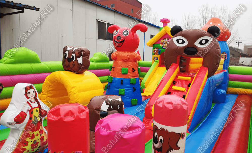 Коммерческий надувной батут "Маша и Миша" 10*6*3 м