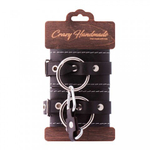 Двухслойные наручники из натуральной кожи с белой строчкой