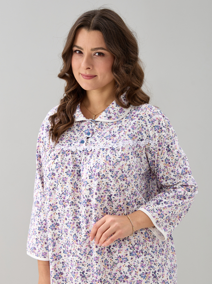 Ночная сорочка С-003/молоко-сиреневыецветочки