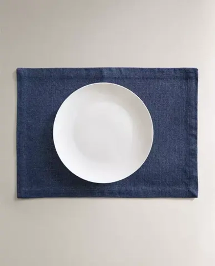 ZARA HOME ХЛОПКОВАЯ САЛФЕТКА В КЛЕТКУ, СИНИЙ