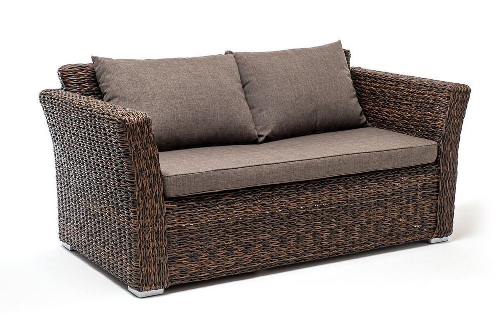 "Капучино" диван из искусственного ротанга (гиацинт) двухместный, цвет коричневый