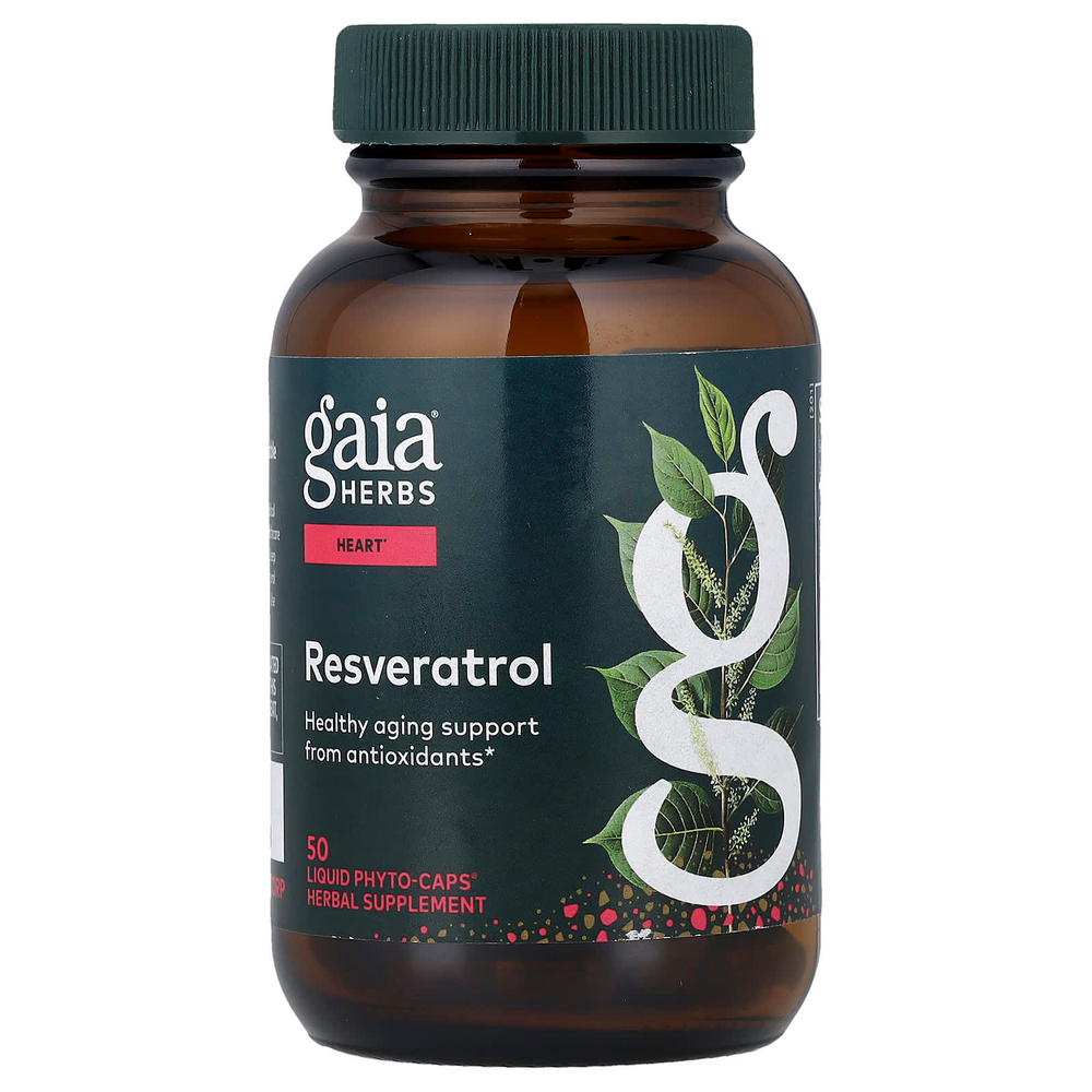 Gaia Herbs, ресвератрол, 50 жидких капсул Phyto-Caps®