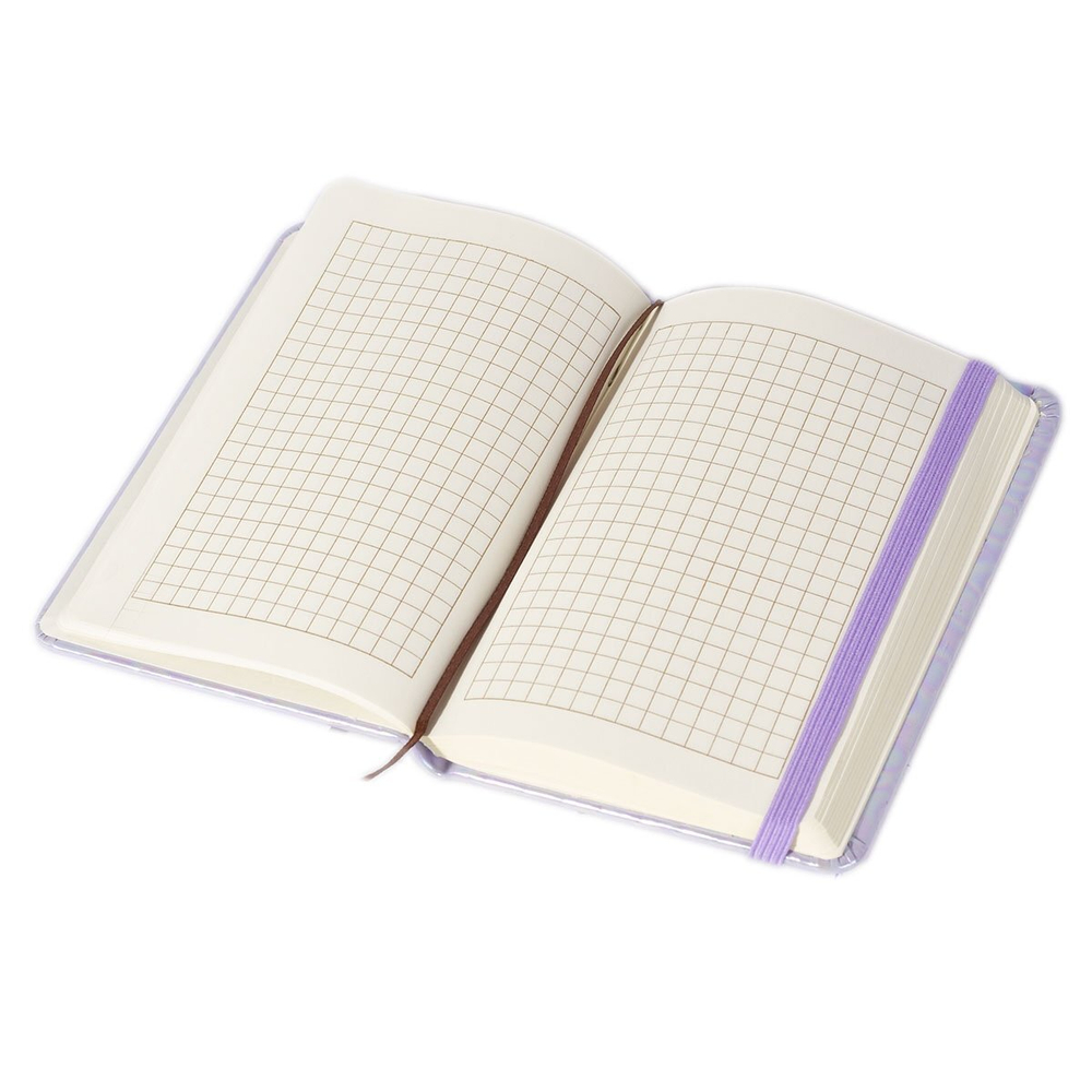 Записная книжка, А6, Alingar, 7БЦ, ПВХ (голография), на резинке, клетка, 96 л., "Хамелеон", фиолетовый