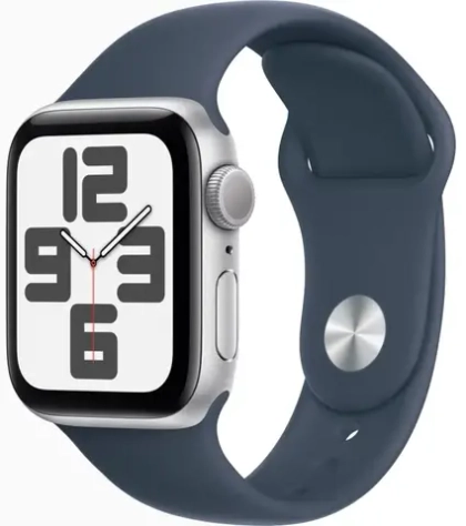 Apple Watch SE 2024, 44 мм, алюминий цвета "серебро", Denim Sport Band