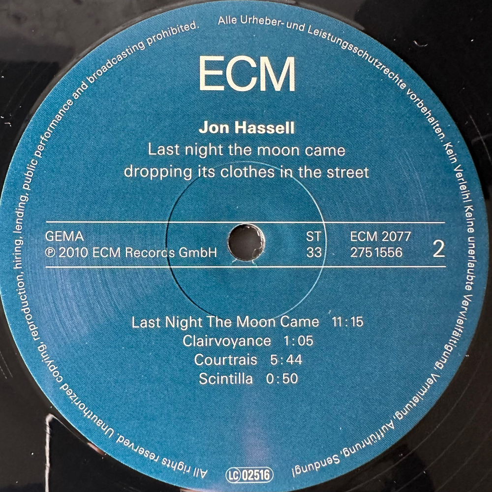 Jon Hassell ‎– Last Night The Moon Came Dropping Its Clothes In The Street 2LP (Германия 2009г.)