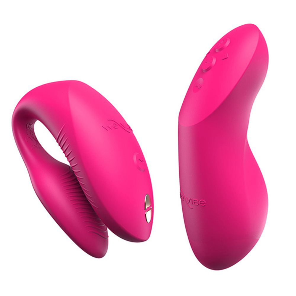 Розовый вибратор 8см для пар с пультом ДУ и управлением через приложение We-Vibe Chorus Pro Electric Pink SNSP1SG3
