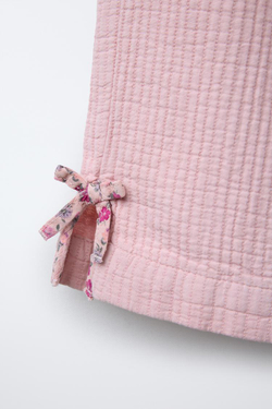 ZARA БРЮКИ-КЮЛОТЫ ИЗ РЕЛЬЕФНОЙ ТКАНИ С БАНТАМИ, РОЗОВЫЙ