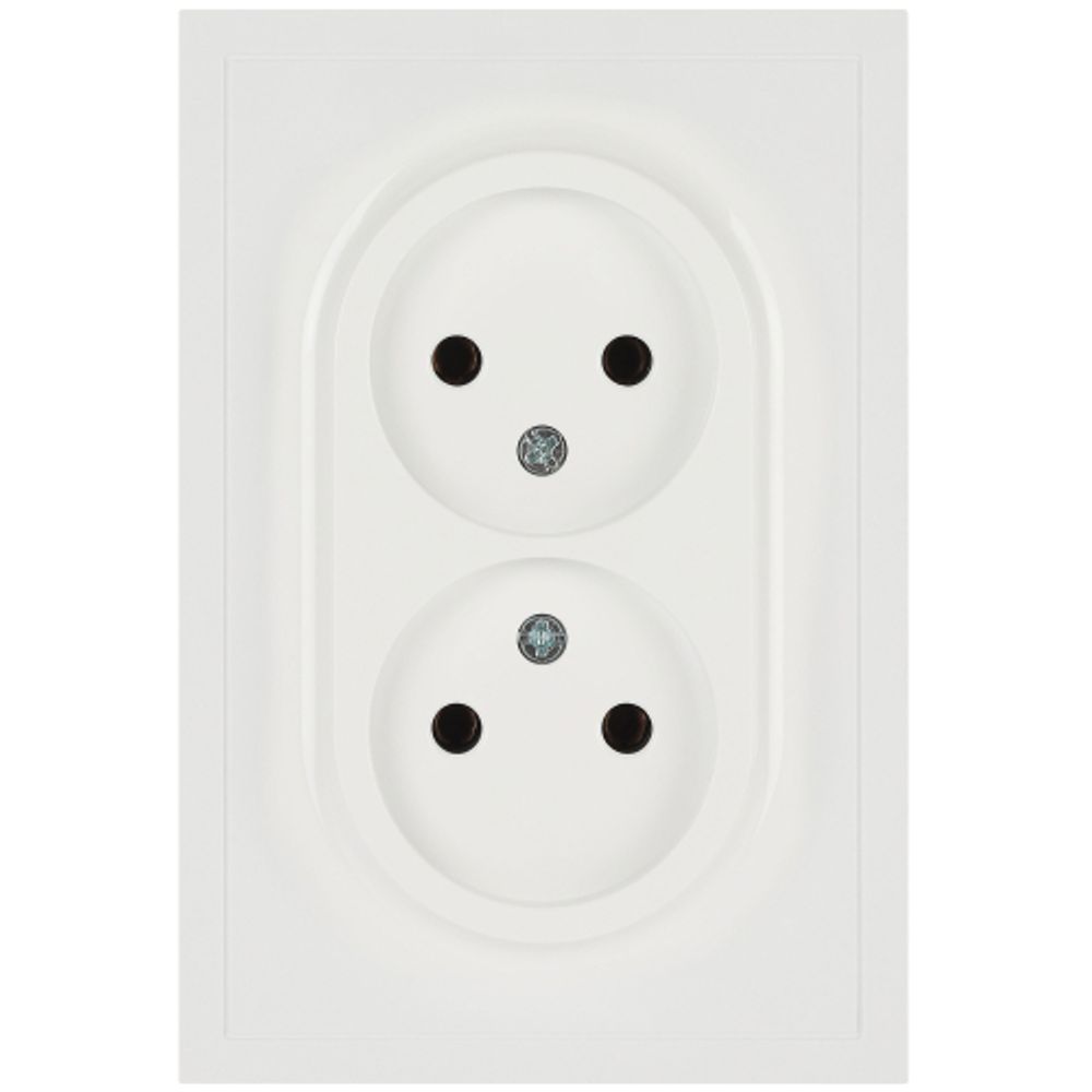 Розетка ЭРА Galaxy 15-2107-01 без заземления двойная 2X2P 16А-250В IP20 белый
