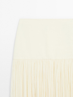 Massimo Dutti Длинная юбка-кушак из смеси шелка, натуральный