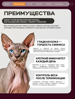 Корм сухой для взрослых стерилизованных кошек породы Канадский сфинкс, полнорационный комплекс, с индейкой, 2 кг, QUATTRO