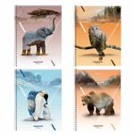 Тетрадь А4, 80 л., BRAUBERG, гребень, клетка, глянцевый лак, WILD, 404052, 4шт