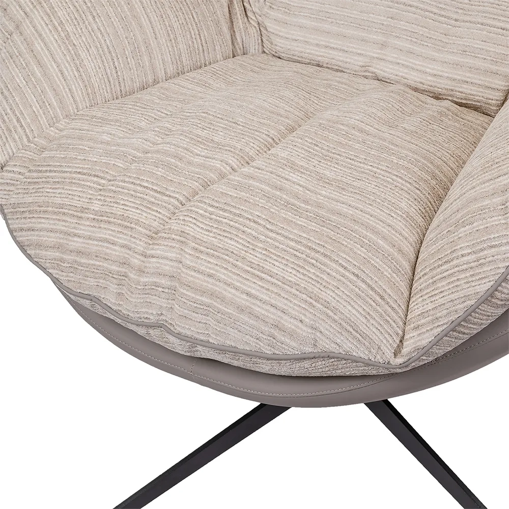 Кресло HUG серый в полоску, экокожа, шенилл