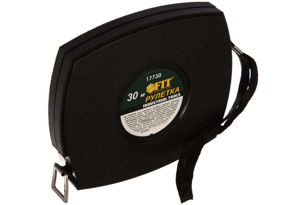 Рулетка, черный закрытый пластиковый корпус, стальная лента 30 м, 17730