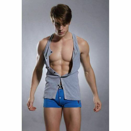 Мужская майка с пуговицами SuperBody Grey
