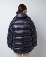 Пуховик двубортный укороченный черничный