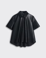 Рубашка из искусственной кожи с коротким рукавом черный