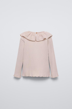 ZARA КОМБИНИРОВАННАЯ ФУТБОЛКА ИЗ ТРИКОТАЖА В РУБЧИК, КАМЕННО-СЕРЫЙ