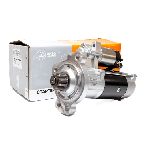 Стартер редукторный, КамАЗ, УРАЛ, ВгТЗ, дв. КамАЗ, АМЗ, 24 В, 8.1 кВт, 10 зуб., с реле плавного включения (ан. AZJ3367, 5432.3708-10)