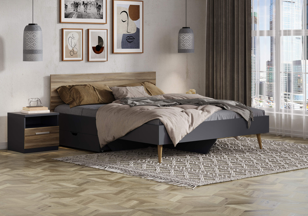 Кровать Ines (графит) (80x190)