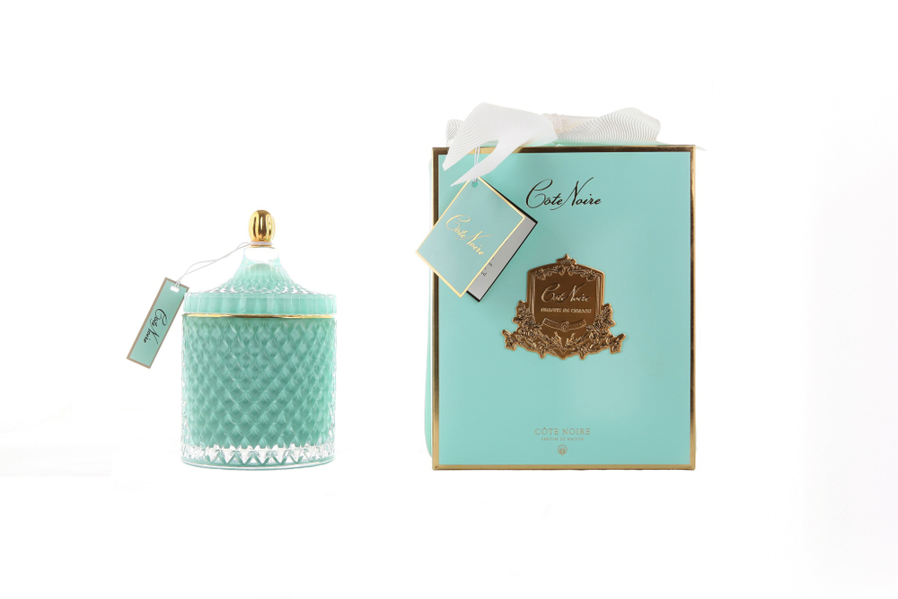 Свеча большая 450г бирюзовая Cote Noire Grand Blue Art Deco