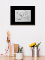 Картина, графика в паспарту 21х30 см на стену для интерьера "Дуб"