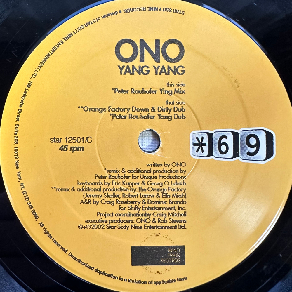 Ono ‎– Yang Yang (США 2002г.) 2х12", 45 RPM