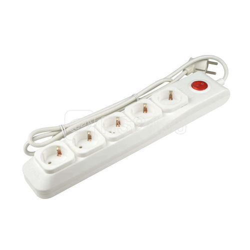 S-GSL5-5 WHITE Cетевой фильтр серии Lux, 5м (Пвс 3*0,75), 5 гнезд, с/з. 10А. Защита от перенапряжения, короткого замыкания. TM Uniel.
