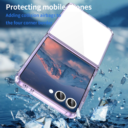 Чехол прозрачный для Samsung Galaxy Z Flip 7, мягкие усиленные боковые рамки фиолетового цвета