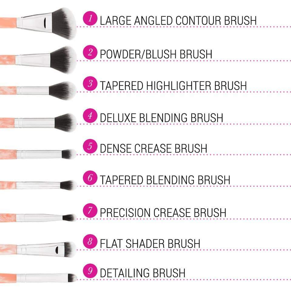 BH Cosmetics Rose Quartz 9 piece brush set