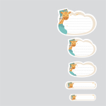 Наклейки для школы Жираф (бежевый), 56 шт