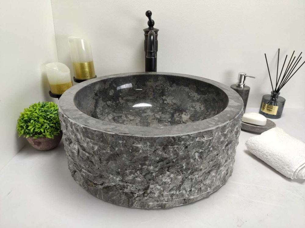 Раковина из мрамора Drum Black Marmo DM-60207 45*45*17