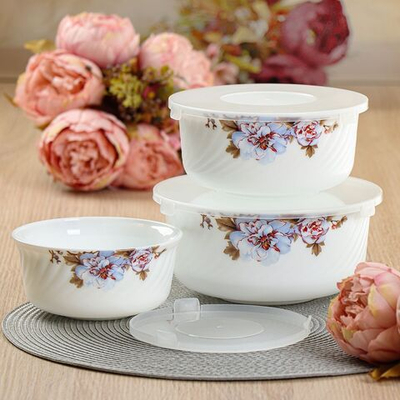 Салатник стеклокерам, кругл, 3 шт, 19,16,14 см, с крыш, Орлеан, Daniks, BY14HDW-3-T36