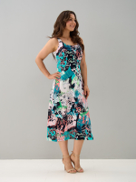 Платье П-015/бирюзаабстракция-надписи